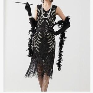 Elegant Black Flapper Dress